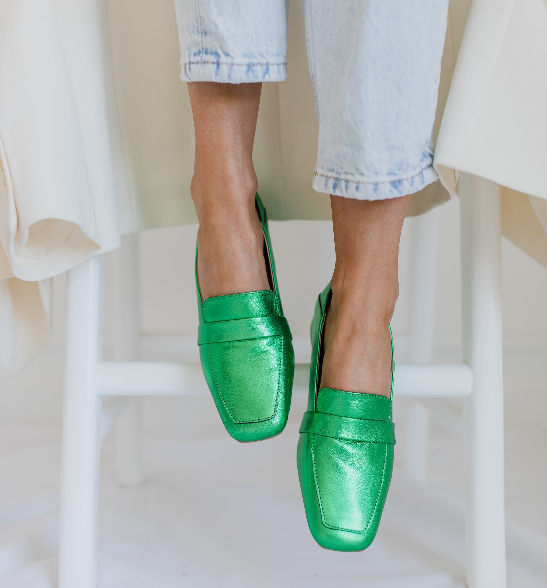 Green hot sale loafer shoes