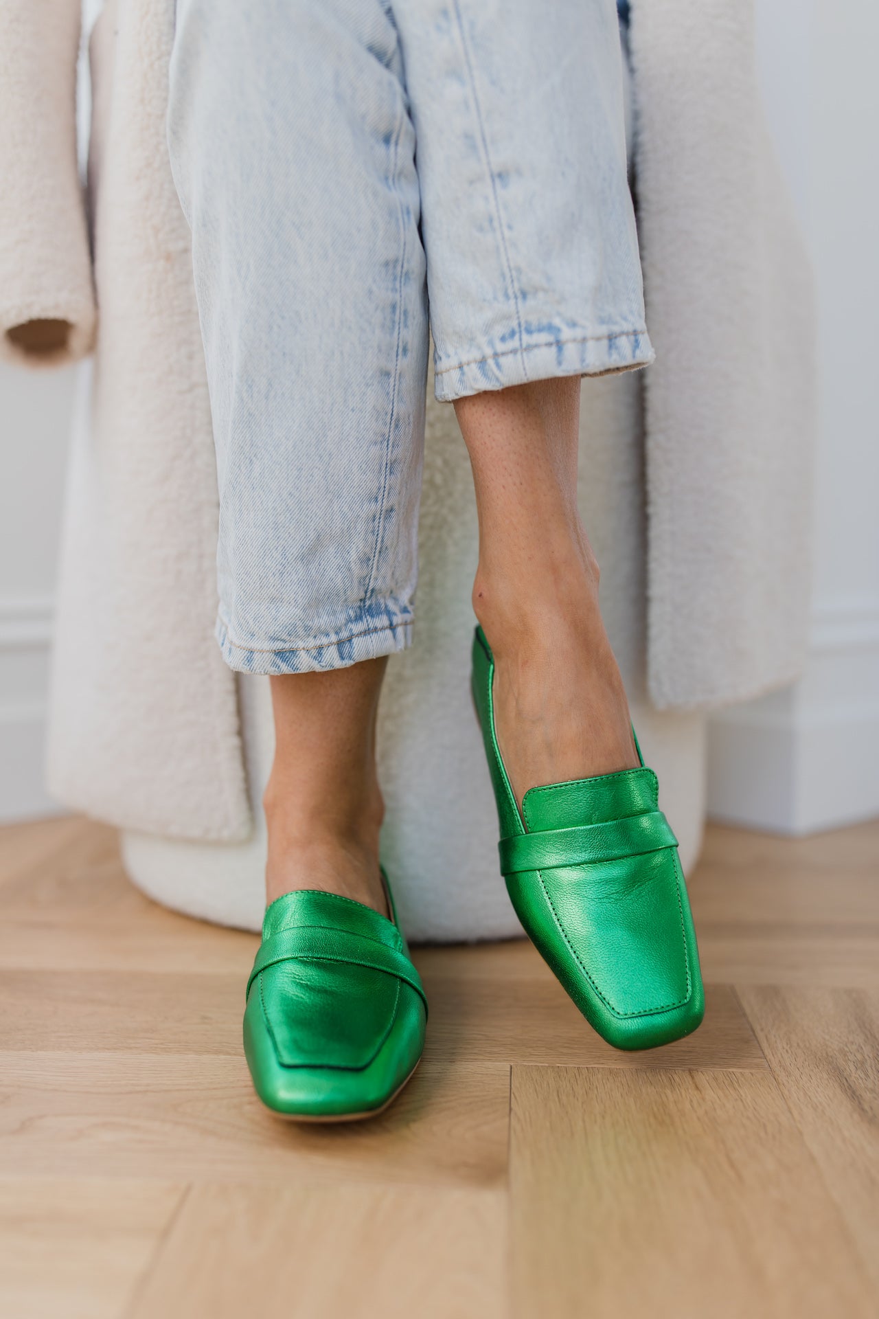 Womens 2025 green loafers